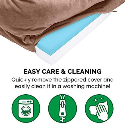 Furhaven Cooling Gel Dog Bed for Large/Medium Dogs w/ Removable Bolsters &