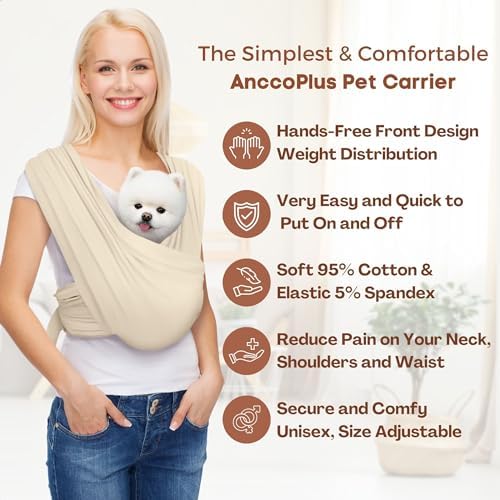 AnccoPlus Small Dog Sling Carrier, Hands-Free