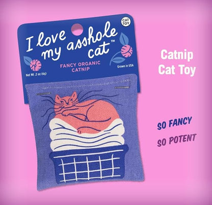 Blue Q I Love My A'hole Cat Catnip Cat Toy. Premium Organic Catnip Grown in The USA, 100% Cotton Pouches, Kitty Graphics Sure to Delight Every Cat-Keeper.