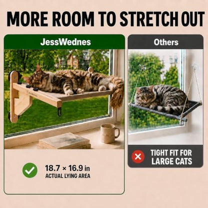 Extra Wide Cat Window Perch, 3-in-1 & Cordless