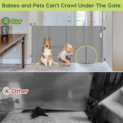 2 Pack Reinforced 55" Wide Retractable Dog Gate