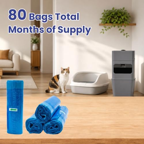 80 Counts Cat Litter Bin Refill Bags Compatible