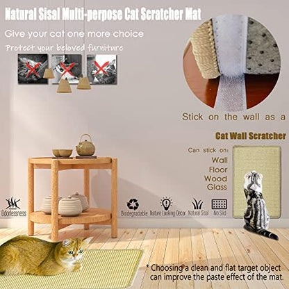 Cat Scratcher Mat, 23.6x15.7” Natural Sisal Cat Scratching Mat