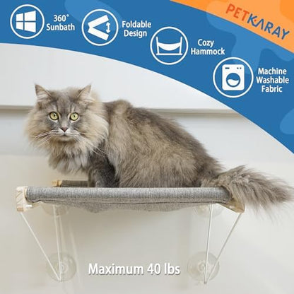 PETKARAY Cat Window Perch, Foldable Cat Hammock