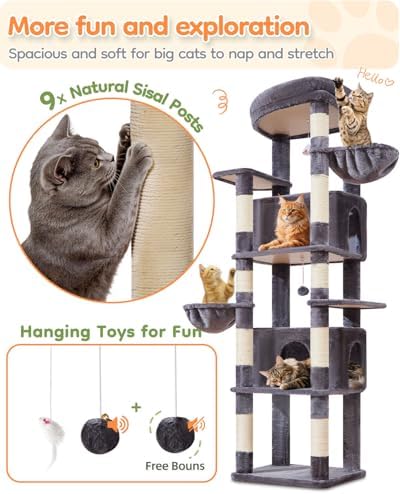 Taoqimiao Heavy Duty Cat Tree, 73In Sturdy Cat Tower