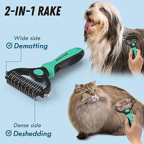 Docrok Pet Grooming Brush and Metal Comb Combo