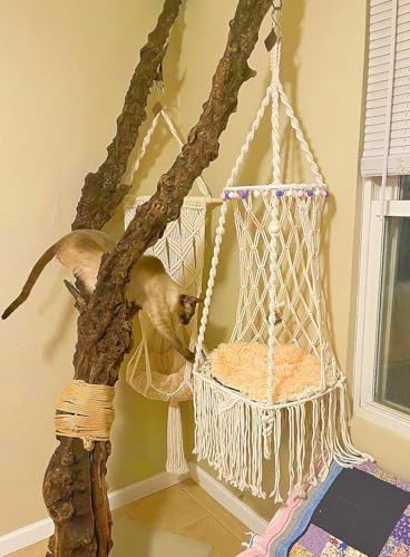 KARCEEY Cat Hammock Macrame Hanging Bed