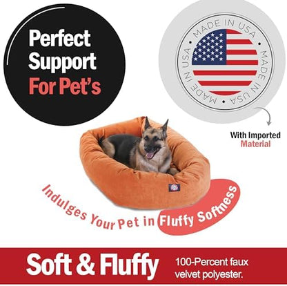 Majestic Pet 52 Inch Micro Velvet Calming Dog Bed Washable – Cozy Soft Round