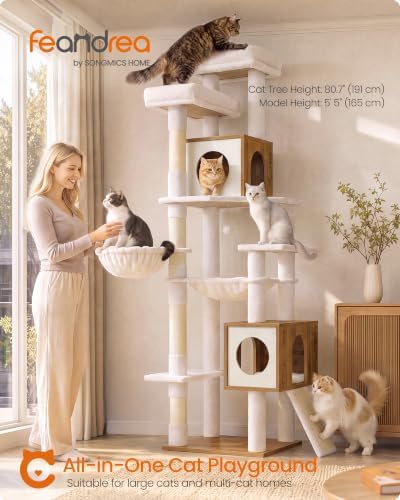 Feandrea Tall Cat Tree, 8-Tier Wood Tower