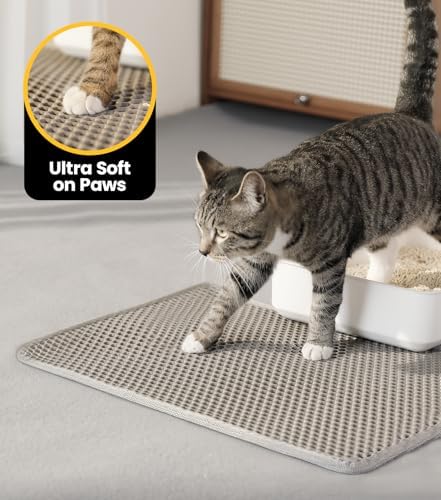 Cat Litter Mat, Upgrade Super Waterproof Back Layer Litter Box Mat, Non Slip