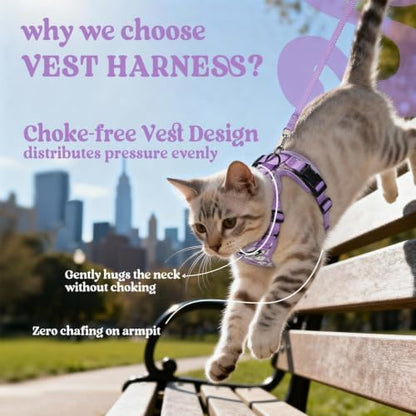 rabbitgoo Cat Harness and Leash Set, Escape Proof Vest, Purr-ple Daisy