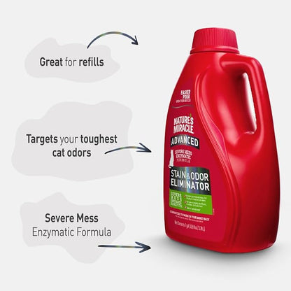Nature’s Miracle® Advanced Stain & Odor Eliminator, 128 fl oz, Fresh Scent, Severe Mess Enzymatic Formula for Tough Pet Messes