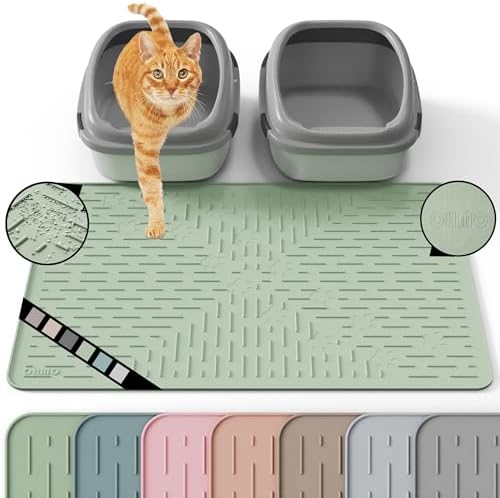 OHMO Large Cat Litter Mat, 31.5x23.6 Silicone Trapping Mat Sage Green