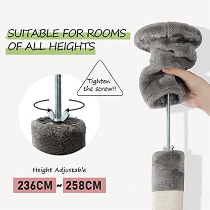 PEQULTI Floor to Ceiling Cat Tree, 92.9-101.6in Adjustable Cat Tower