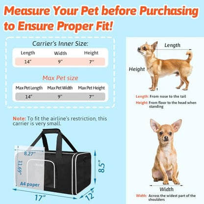 Petskd Small Pet Carrier 17"x12"x8.5"