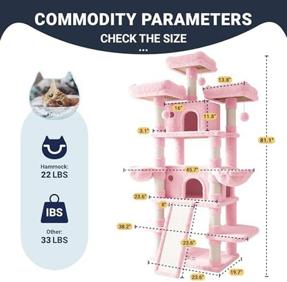 Allewie 82 Inches Large Cat Tree/House/XXL Tall Cat Towers