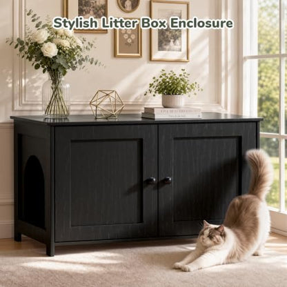Extra Large Hidden Cat Litter Box Enclosure Furniture, Dog Proof Kitty Washroom