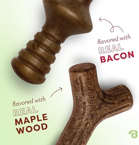 Benebone 2-Pack Maplestick/Zaggler Durable Dog Chew Toys, Dog Bones