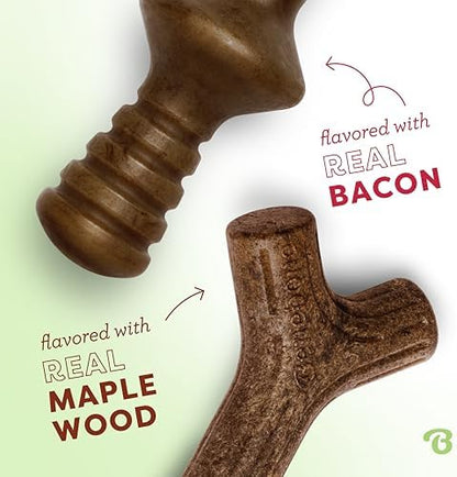 Benebone 2-Pack Maplestick/Zaggler Durable Dog Chew Toys, Dog Bones
