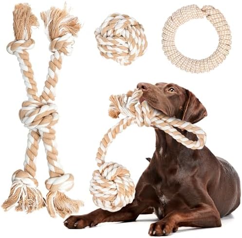 Fida Heavy Duty Dog Rope Toys for Medium Large Dogs, Chew Tug Toys, 4 Pack