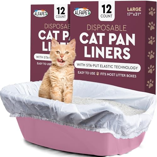 Alfapet Cat Litter box liner Disposable, Elastic Liners- 24-count-For Medium