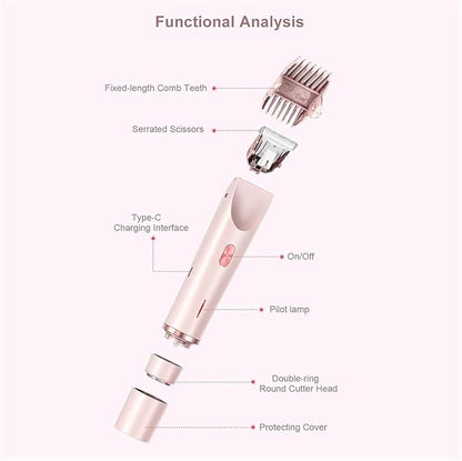 Bikini Trimmer for Women 2025 Upgrade Dual Head Shaver Women Ceramic Blades 2-in-1 Women's Body Shaver Electric Razor 90min Cordless Runtime Waterproof Travel Grooming Kit (Purple)