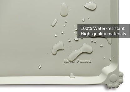 Hoki Found L Silicone Non Slip Pet Dog Cat Bowl Mats - Placemat - Feeding Mat - Waterproof - For Carpet - Cream Green