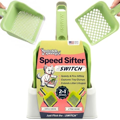 Sprinkle & Sweep Speed Sifter Switch Cat Litter Scooper, 2-in-1 Sifter Tool