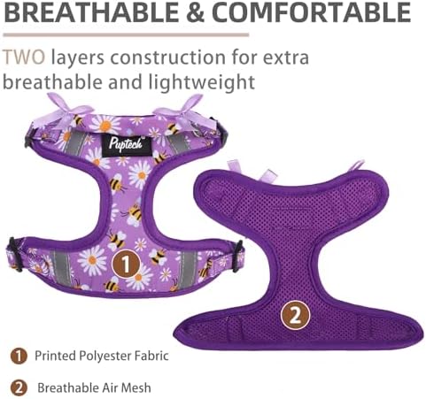 PUPTECK Dog Harness and Leash Set Small Sized, Step in No Pull Adjustable Puppy