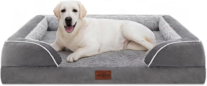 Comfort Expression Jumbo Dog Bed for Extra Large Dogs, Waterproof Orthopedic Dog Bed, Large Breed Dogs Beds, PV Washable Sofa Beds with Removable Cover & Non-Slip Bottom(Jumbo,Grey)