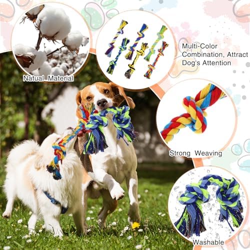 24 Pack Dog Rope Toys 10 Inch Cotton 2 Knot Chew