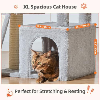 Taoqimiao Sturdy Cat Tree, 55.1In Cat Tower