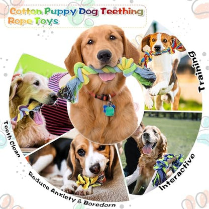 24 Pack Dog Rope Toys 10 Inch Cotton 2 Knot Chew