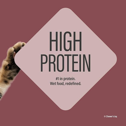 Chewer's Joy Wet Cat Food Variety Pack – 3 Flavors: Tuna & Salmon, Tuna & Chicken, Tuna & Turkey – Natural Pâté – High Protein – Grain Free – Complete & Balanced Nutrition – 24 Cans (3 oz)