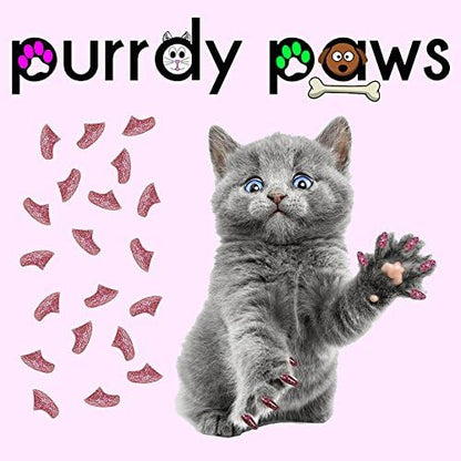 40 Pack Soft Nail Caps for Cat Claws Pink Glitter Large