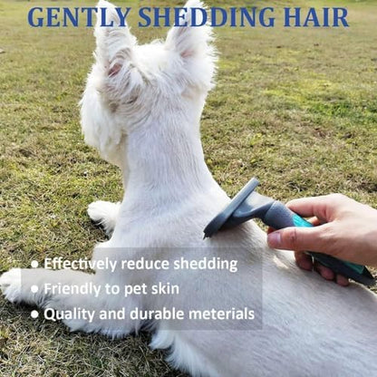 2PCS Pet Grooming Brush Set, Undercoat Deshedding Tool & Double-Sided Silicone