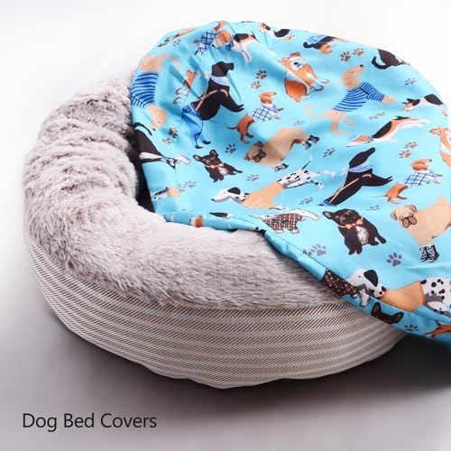 Round Replacement Dog Bed Cover Elastic Edged Washable 30×9.8 Inch