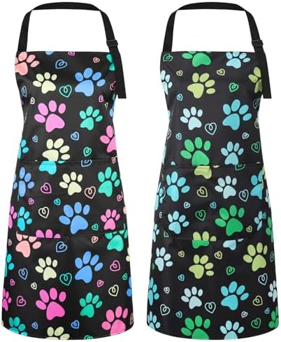 2 Pcs Dog Grooming Apron with 2 Pockets, Dog Grooming Smock