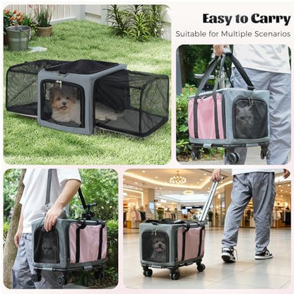3-Sided Expandable Rolling Pet Carrier