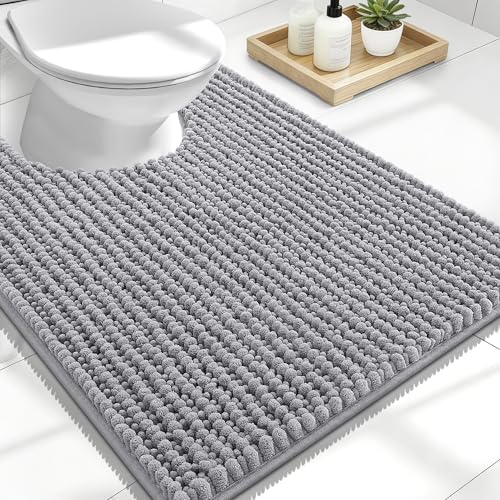 OLANLY Thick Chenille Toilet Rugs U-Shaped 24x20, Absorbent Bath Mat
