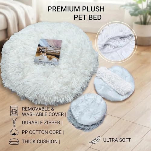 RICHRAIN Round Plush Cat Bed Insert Replacement Cat Tree Cushion