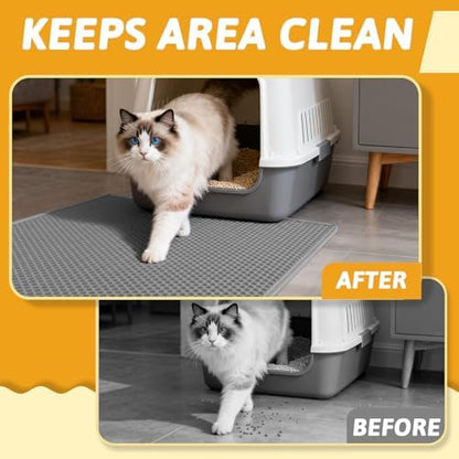 Pieviev Litter Box Mat, Double-Layer Urineproof Design