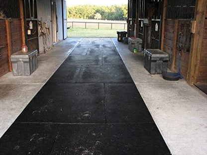 American Floor Mats - Heavy Duty Stall Tiles - Stable/Horse Tiles - Thick, Durable Rubber Flooring Solid Black 10' x 20' Set 3/4" Thick (50 Tiles Total)