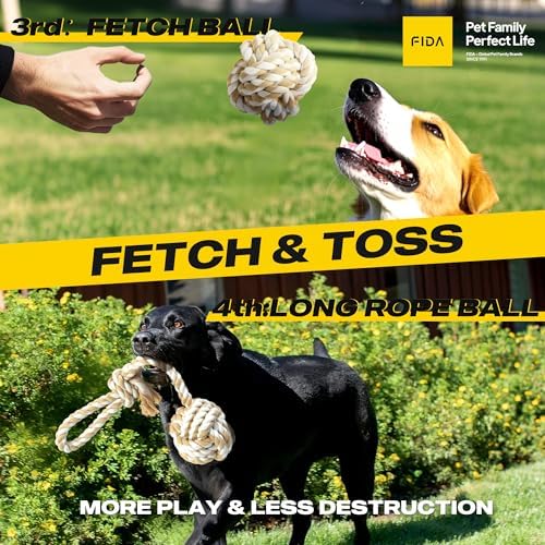 Fida Heavy Duty Dog Rope Toys for Medium Large Dogs, Chew Tug Toys, 4 Pack