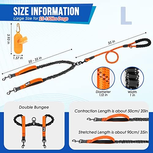 SlowTon Double Leash for Two Dogs, No Tangle &