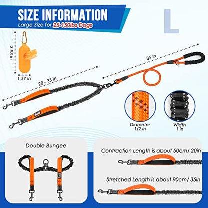 SlowTon Double Leash for Two Dogs, No Tangle &