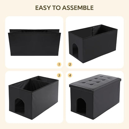 MEEXPAWS Cat Litter Box Enclosure Furniture Hidden, Cat Washroom Bench Storage Cabinet | Extra Large 35.4'' x 19.7'' x 19.7''| Dog Proof | Waterproof Inside/Easy Clean | Easy Assembly | Odor Control