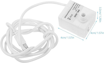 Housoutil Mini Submersible Water Pump, Quiet Usb Fountain Pump for Pet Water Fountain, Aquarium, Hydroponics, White