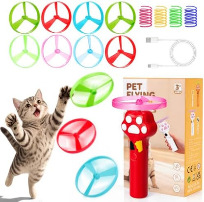 BABORUI Cat Toy Disc Launcher, Rechargeable Interactive Cat Fetch Toy Launcher