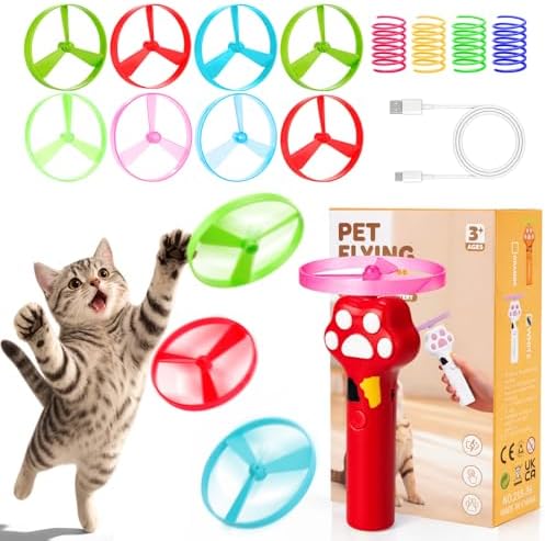 BABORUI Cat Toy Disc Launcher, Rechargeable Interactive Cat Fetch Toy Launcher
